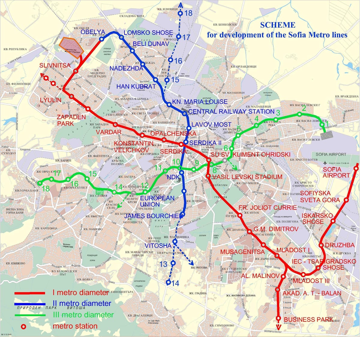 χάρτης της Βουλγαρίας μετρό