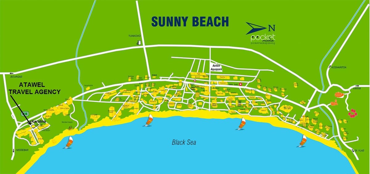 χάρτης της Βουλγαρίας sunny beach