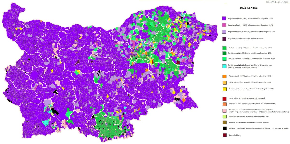 χάρτης της Βουλγαρίας εθνοτικές