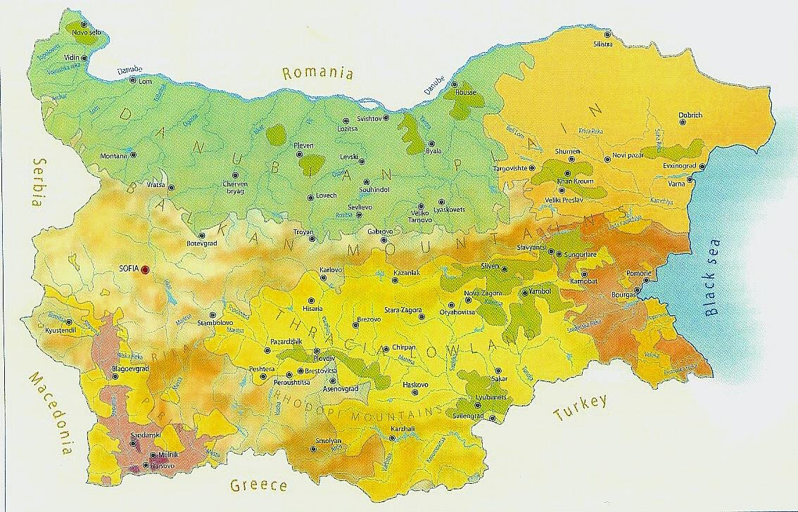 χάρτης της Βουλγαρίας για το κλίμα