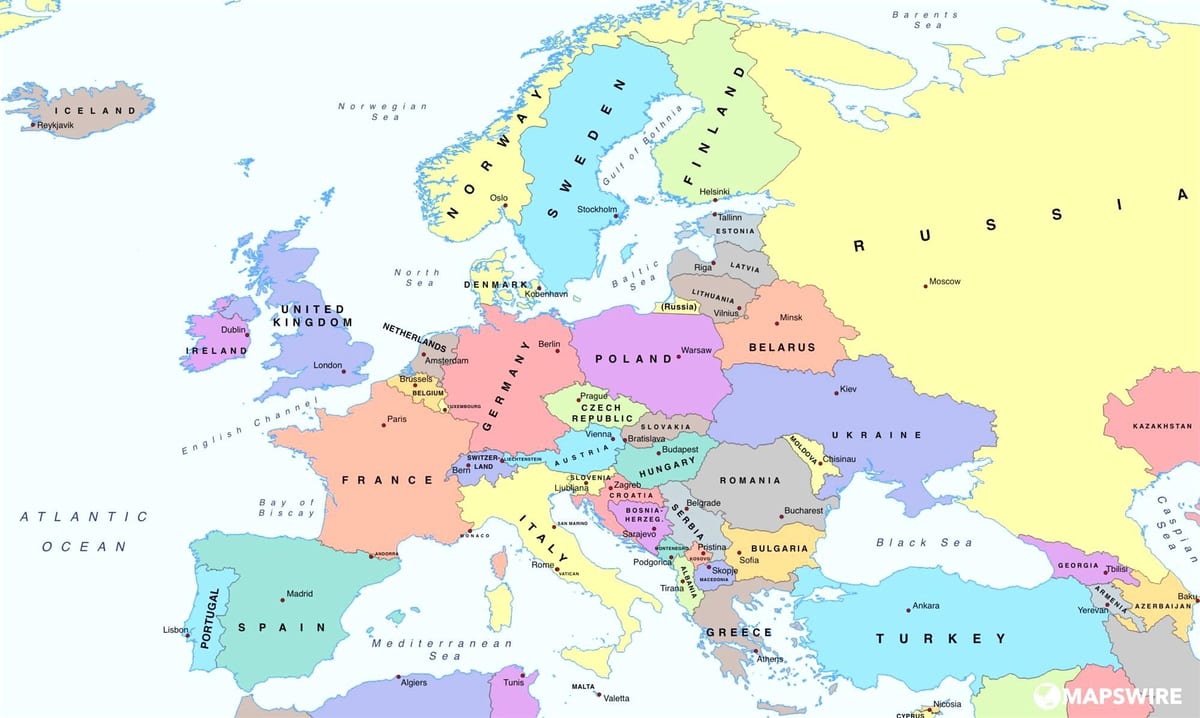 χάρτης της ευρώπης με τη Βουλγαρία