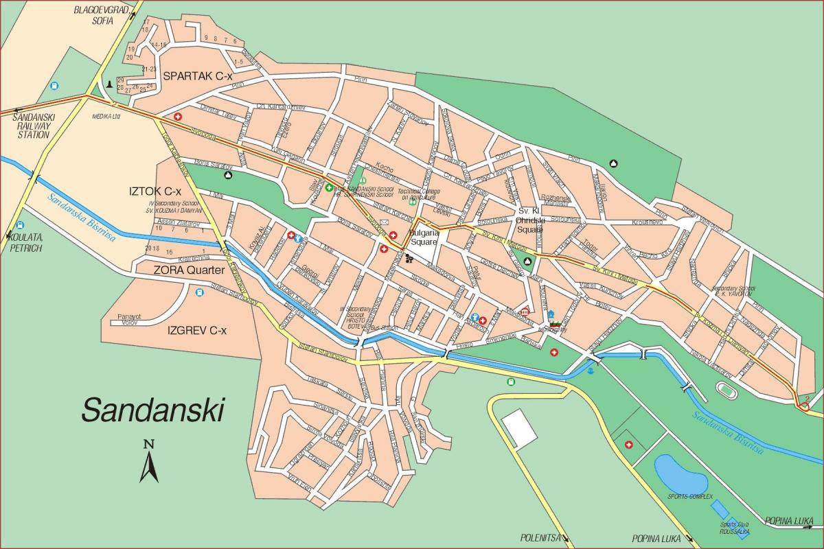 χάρτης του sandanski, Βουλγαρία