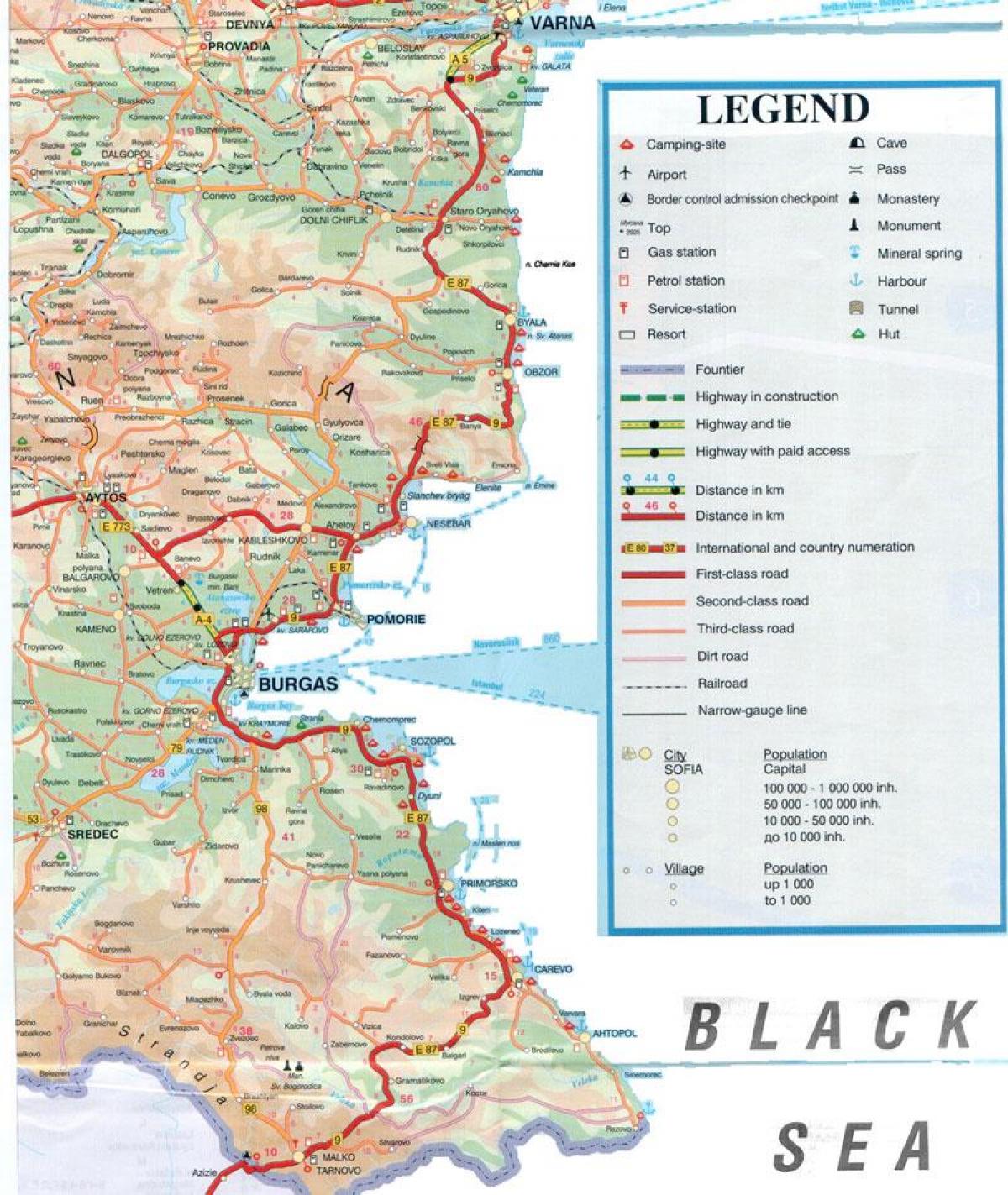 Βουλγαρική ακτή της μαύρης θάλασσας χάρτης