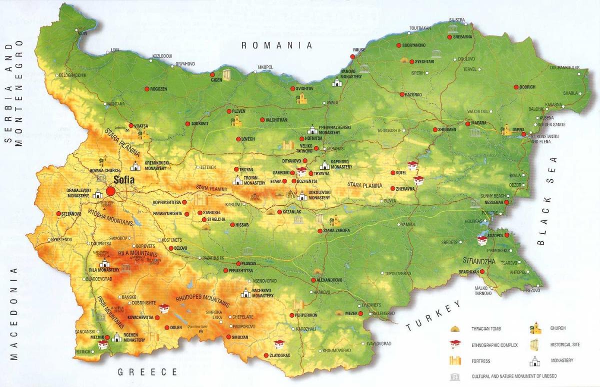 Βουλγαρικά βουνά χάρτης