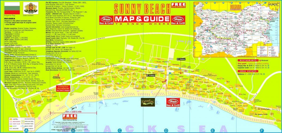 τουριστικός χάρτης του sunny beach, Βουλγαρία