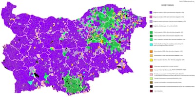 Χάρτης της Βουλγαρίας εθνοτικές